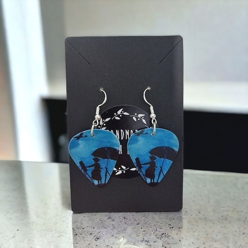 Handcrafted The Wind Rises Inspired Anime Guitarpick Earrings
